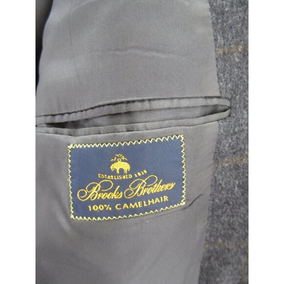 VINTAGE Brooks Brothers Sport Coat 44 Blazer Camel Hair Windownpane * - Picture 13 of 15